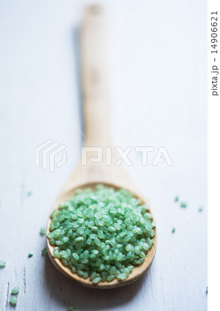 Jade pearl rice on wooden background 14906621
