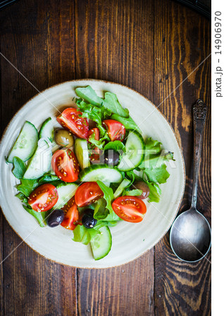Vegetable salad on wooden background 14906970