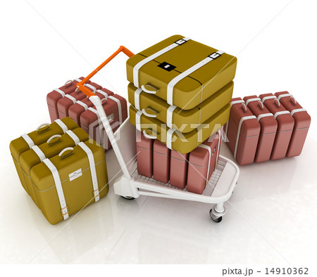 Trolley for luggage at the airport and luggage Trolley for luggage at the airport and luggage 14910362