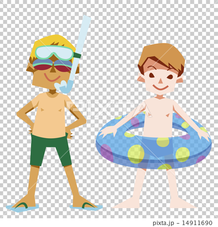 夏の水着のダイビング少年たち 14911690