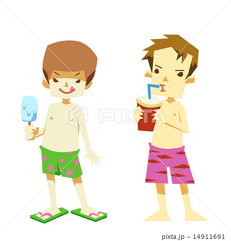 夏の水着の食いしん坊少年たち 14911691