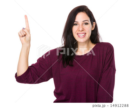 Happy woman with finger point up 14912288