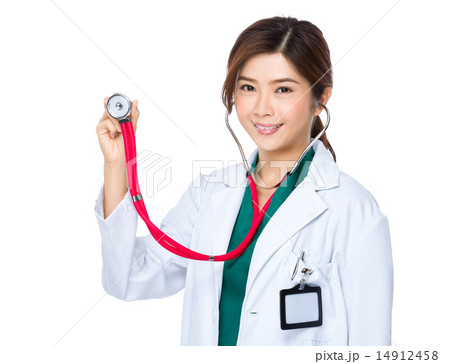 Asian doctor hold with stethoscope Asian doctor hold with stethoscope 14912458