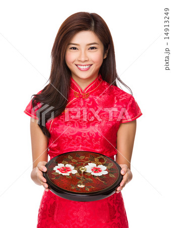 Woman hold with chinese snack tray 14913249