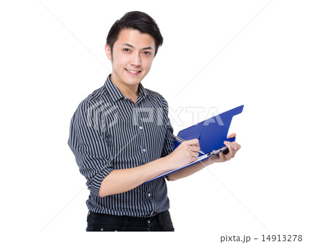 Business man write on clipboard 14913278