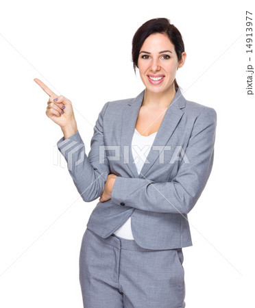 Businesswoman with finger point up Businesswoman with finger point up 14913977
