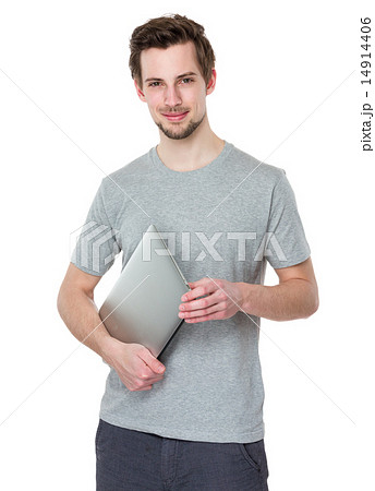 Happy young man with laptop 14914406