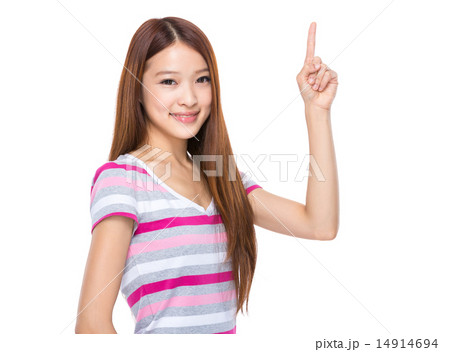 Asian woman with finger point up Asian woman with finger point up 14914694