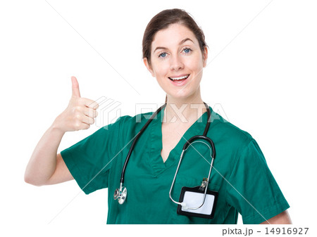 Woman doctor with thumb up sign 14916927