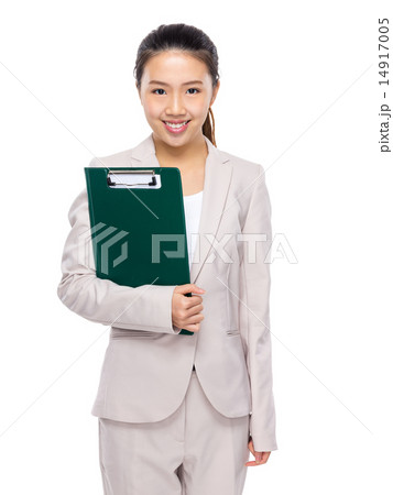 Businesswoman with clipboard 14917005