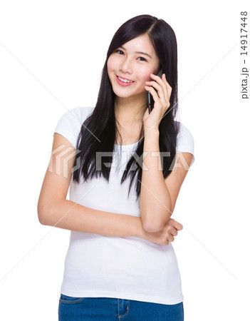 Woman talk to cellphone Woman talk to cellphone 14917448