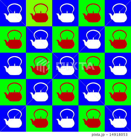 南部鉄瓶　市松　白　赤　青　緑 14918053