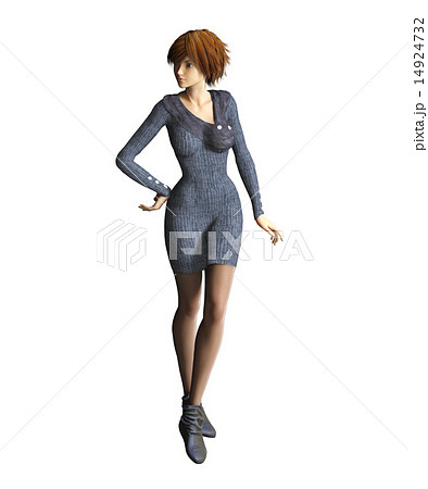 ポーズするセータードレスの女性 3DCGイラスト素材 ポーズするセータードレスの女性 3DCGイラスト素材 14924732