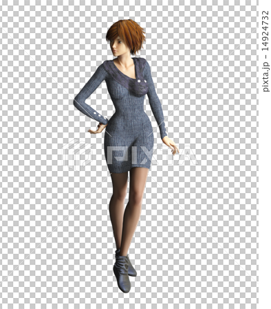 ポーズするセータードレスの女性 3DCGイラスト素材 ポーズするセータードレスの女性 3DCGイラスト素材 14924732