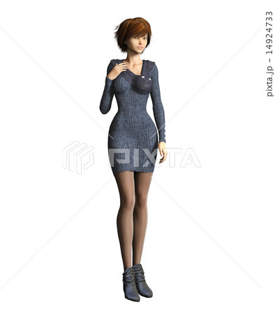 ポーズするセータードレスの女性 3DCGイラスト素材 ポーズするセータードレスの女性 3DCGイラスト素材 14924733
