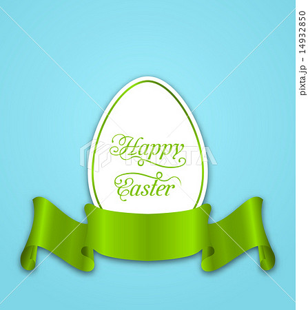 Label with ribbon as Easter paper egg Label with ribbon as Easter paper egg 14932850