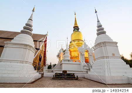 The golden pagoda at Suan Dok Temple , Thailand. 14934254