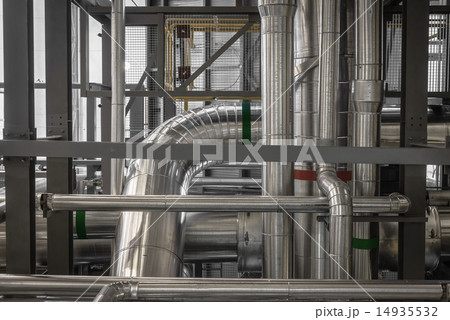 Industrial pipes in a thermal power plant Industrial pipes in a thermal power plant 14935532