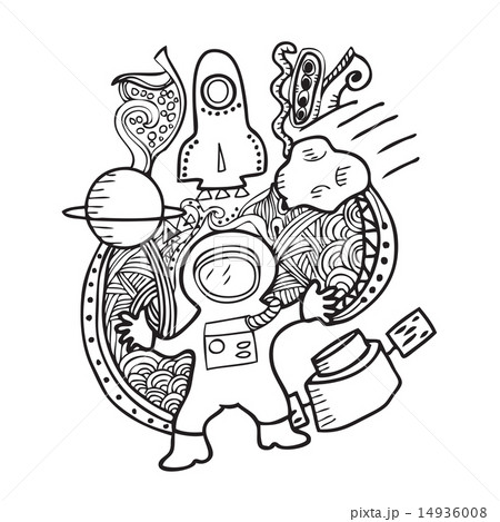 Astronaut and space doodle Astronaut and space doodle 14936008