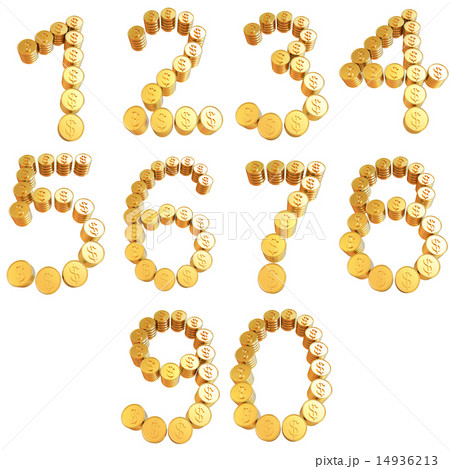 Numbers of gold coins with dollar sign Numbers of gold coins with dollar sign 14936213