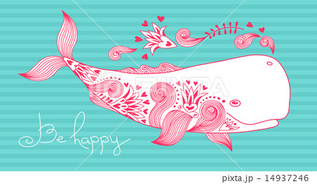 Card Be Happy With Whaleのイラスト素材