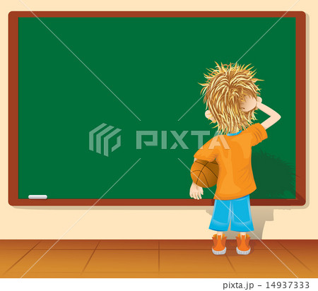 School.Cartoon little boy and blackboard 14937333