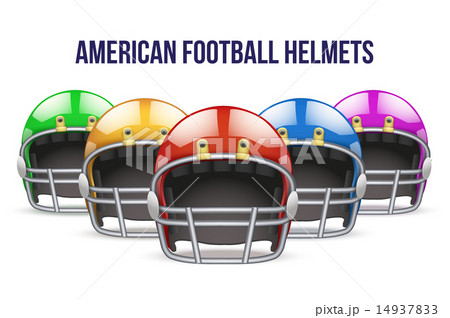 Set of Realistic American football helmet. Front view. Vector 14937833