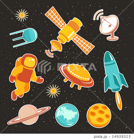 Space ship icons with planet, rocket and astronaut Space ship icons with planet, rocket and astronaut 14939323