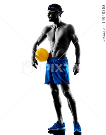 man playing beach volley silhouette 14940268