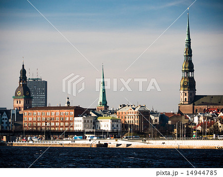 Evening view of quay Daugava rive in Riga. Evening view of quay Daugava rive in Riga. 14944785