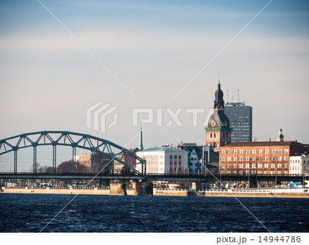 Evening view of quay Daugava rive in Riga. Evening view of quay Daugava rive in Riga. 14944786