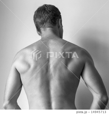 Back of Strong young man, black and white 14945713