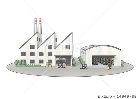 工場と倉庫のイラスト素材