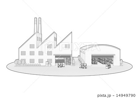 工場と倉庫のイラスト素材