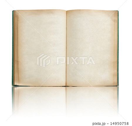 Old book open on reflect floor and white  14950758