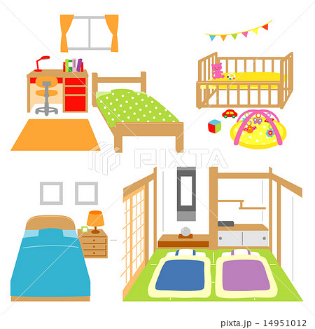 寝室 和室 子供部屋 赤ちゃん部屋のイラスト素材
