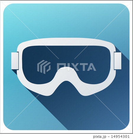 Flat icon with Classic snowboard ski goggles. 14954301