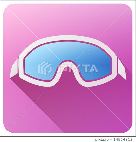 Flat icon with Classic snowboard ski goggles. Flat icon with Classic snowboard ski goggles. 14954312