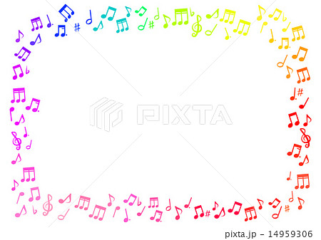 音符の虹色フレームのイラスト素材