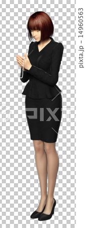 喪服で手を合わせる女性　perming 3DCGイラスト素材 14960563