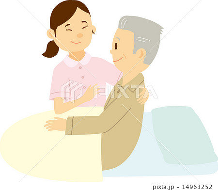 中国系の女性介護士と高齢者 14963252