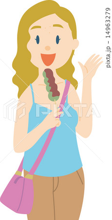 串団子を食べる欧米系女性 14963279