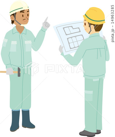 建設業で働く東南アジア系男性と日本人男性 建設業で働く東南アジア系男性と日本人男性 14963285