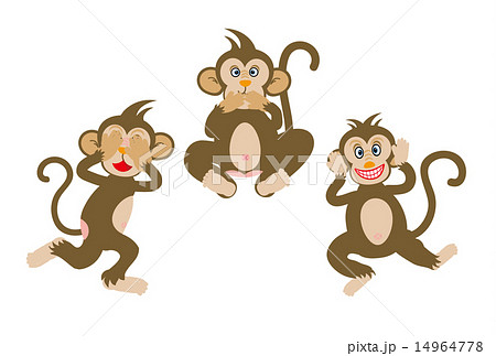 見ざる言わざる聞かざるの三びきの猿のイラスト素材