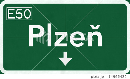 Plzen Czech Republic Highway Road Sign 14966422