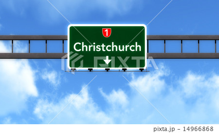 Christchurch New Zealand Highway Road Sign Christchurch New Zealand Highway Road Sign 14966868