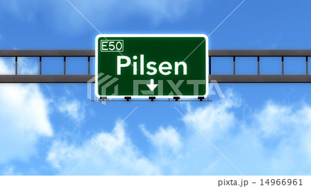 Pilsen Czech Republic Highway Road Sign 14966961