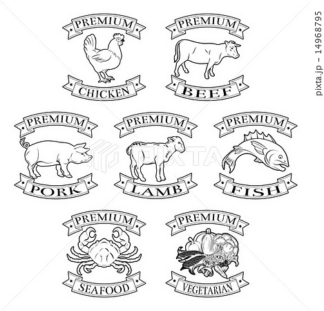 Premium meat and food types badges Premium meat and food types badges 14968795