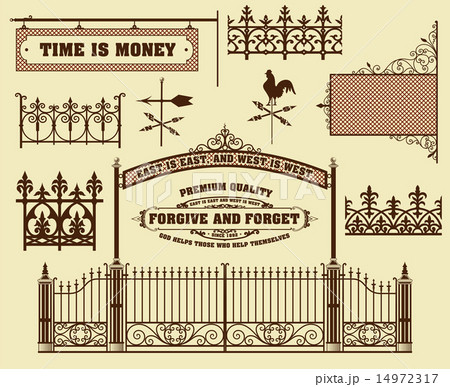 Vector set: wrought iron wicket, fence and gates grilles isolate Vector set: wrought iron wicket, fence and gates grilles isolate 14972317