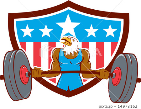 Bald Eagle Weightlifter Barbell USA Flag 14973162